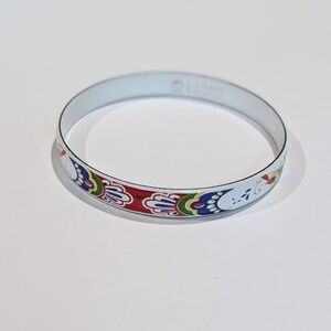 Laurana Vintage Made In Italy Colorful Floral Pattern Enamel Bangle Bracelet